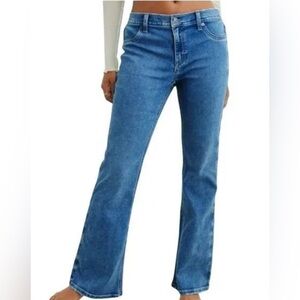 Aerie Denim Baby Flare Jeans Women Medium Stretchy Trouser Elastic Waist